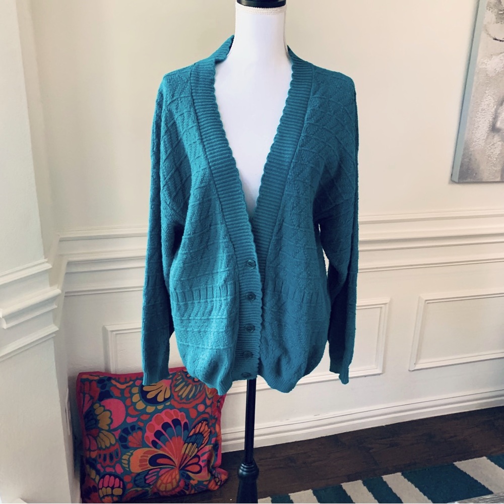 VINTAGE 80’S COLTER BAY INTERNATIONAL GREEN CARDIGAN SWEATER